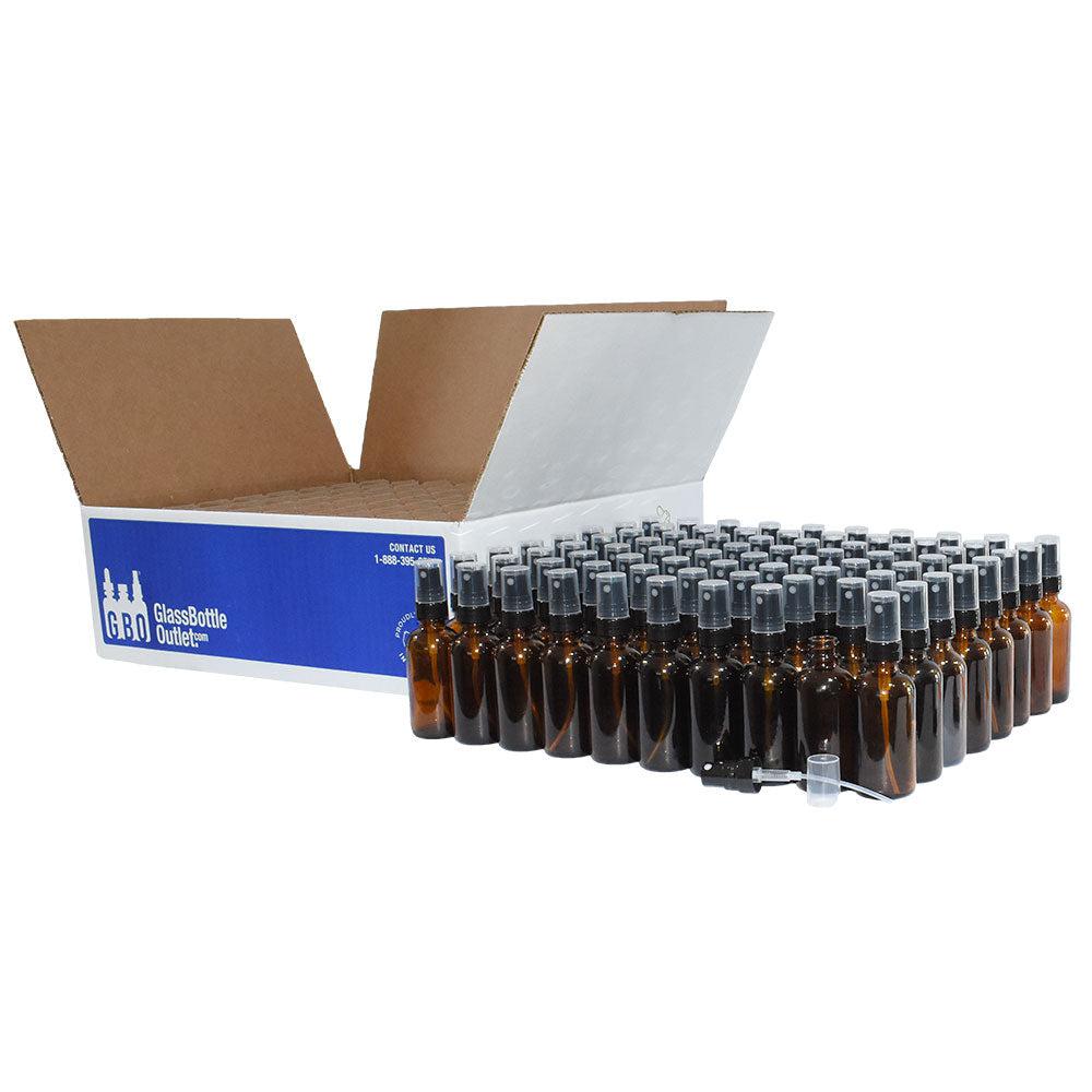 2 oz. Amber Boston Round with Black Fine-Mist Sprayer (.16 ml Per Spray) (20/400) (V5) (V20)