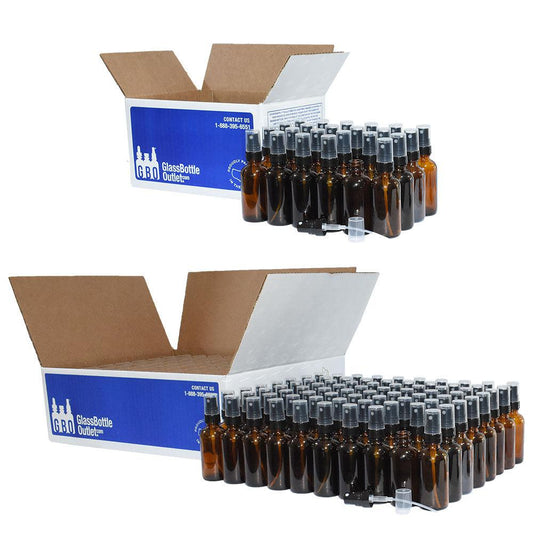 2 oz. Amber Boston Round with Black Fine-Mist Sprayer (.16 ml Per Spray) (20/400) (V5) (V20)