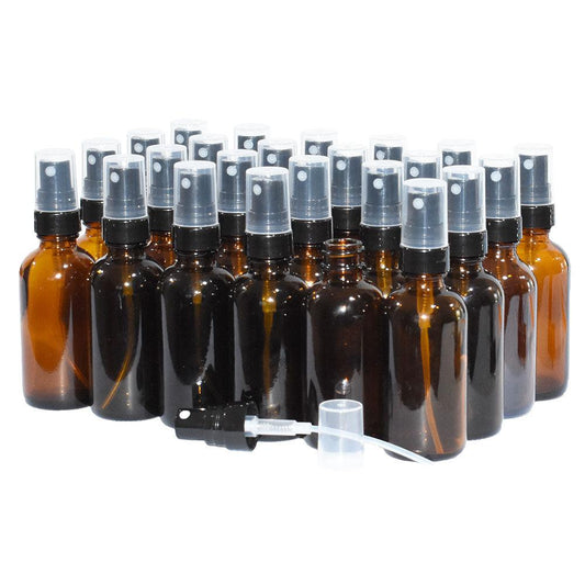 2 oz. Amber Boston Round with Black Fine-Mist Sprayer (.16 ml Per Spray) (20/400) (V5) (V20)