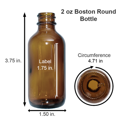 2 oz. Amber Boston Round with Black Glass Dropper (20/400) (V23) (V20)