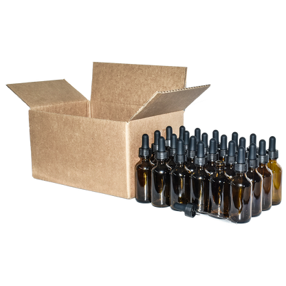 2 oz. Amber Boston Round with Black Glass Dropper (20/400) (V23) (V20)