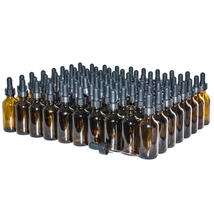 2 oz. Amber Boston Round with Black Glass Dropper (20/400) (V23) (V20)