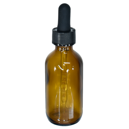 2 oz. Amber Boston Round with Black Graduated Glass Dropper (20/400) (V23) (V20)