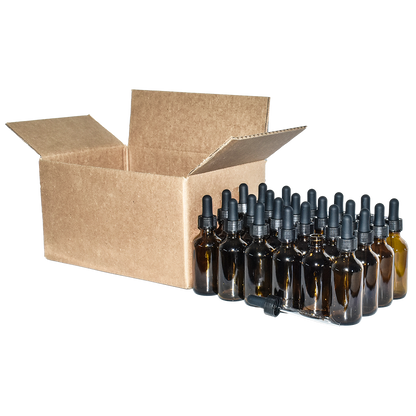 2 oz. Amber Boston Round with Black Graduated Glass Dropper (20/400) (V23) (V20)