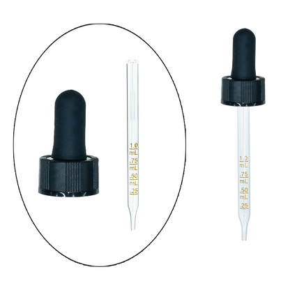 2 oz. Amber Boston Round with Black Graduated Glass Dropper (20/400) (V23) (V20)
