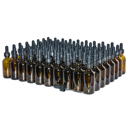2 oz. Amber Boston Round with Black Graduated Glass Dropper (20/400) (V23) (V20)