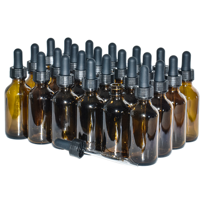 2 oz. Amber Boston Round with Black Graduated Glass Dropper (20/400) (V23) (V20)