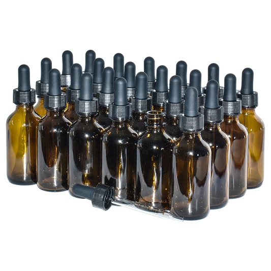 2 oz. Amber Boston Round with Black Graduated Glass Dropper (20/400) (V23) (V20)