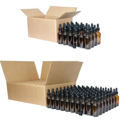 2 oz. Amber Boston Round with Black Nitrile Glass Dropper (20/400) (V8) (V5)