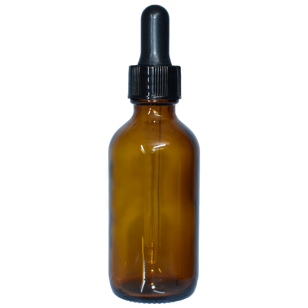 2 oz. Amber Boston Round with Black Nitrile Glass Dropper (20/400) (V8) (V5)