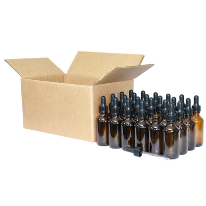 2 oz. Amber Boston Round with Black Nitrile Glass Dropper (20/400) (V8) (V5)