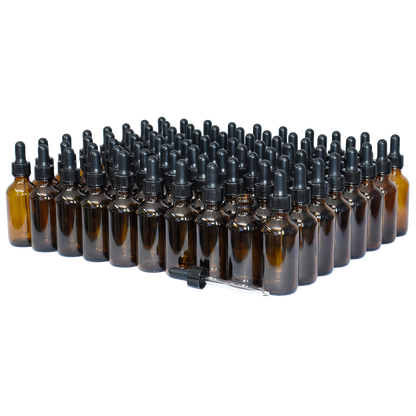 2 oz. Amber Boston Round with Black Nitrile Glass Dropper (20/400) (V8) (V5)