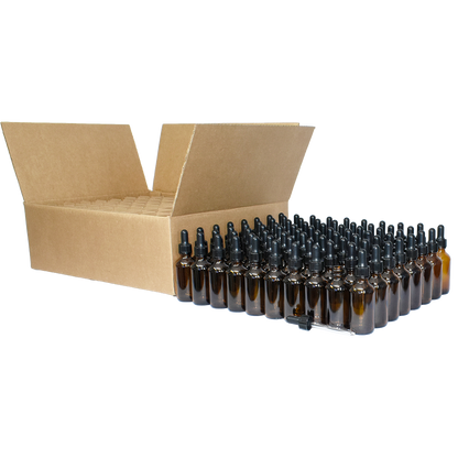 2 oz. Amber Boston Round with Black Nitrile Glass Dropper (20/400) (V8) (V5)