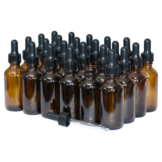 2 oz. Amber Boston Round with Black Nitrile Glass Dropper (20/400) (V8) (V5)
