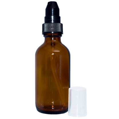 2 oz. Amber Boston Round with Black Treatment Pump (20/400) (V23) (V20)