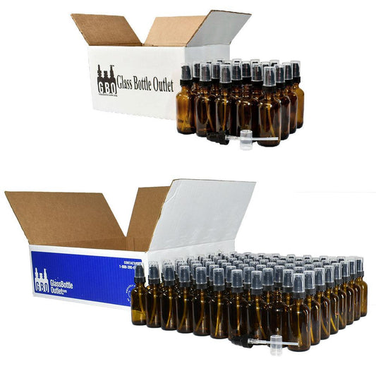 2 oz. Amber Boston Round with Black Treatment Pump (20/400) (V4) (V20)