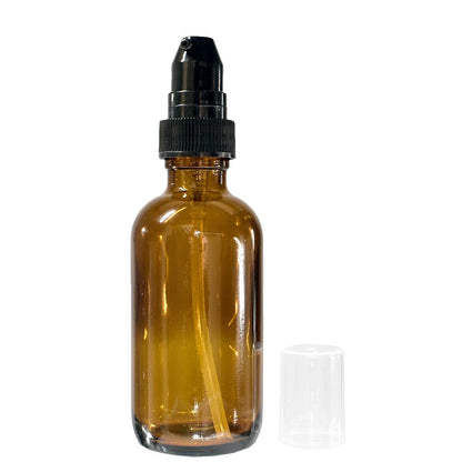 2 oz. Amber Boston Round with Black Treatment Pump (20/400) (V4) (V20)