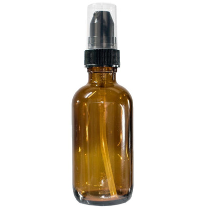 2 oz. Amber Boston Round with Black Treatment Pump (20/400) (V4) (V20)