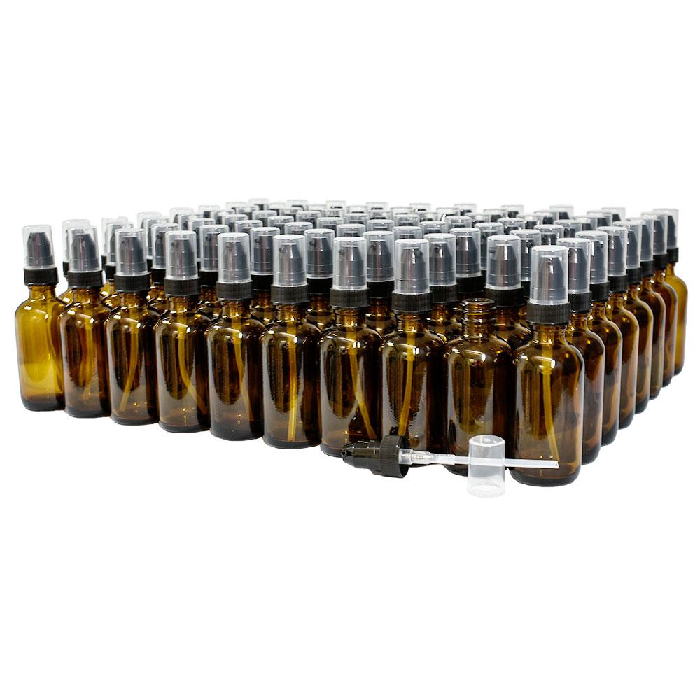 2 oz. Amber Boston Round with Black Treatment Pump (20/400) (V4) (V20)