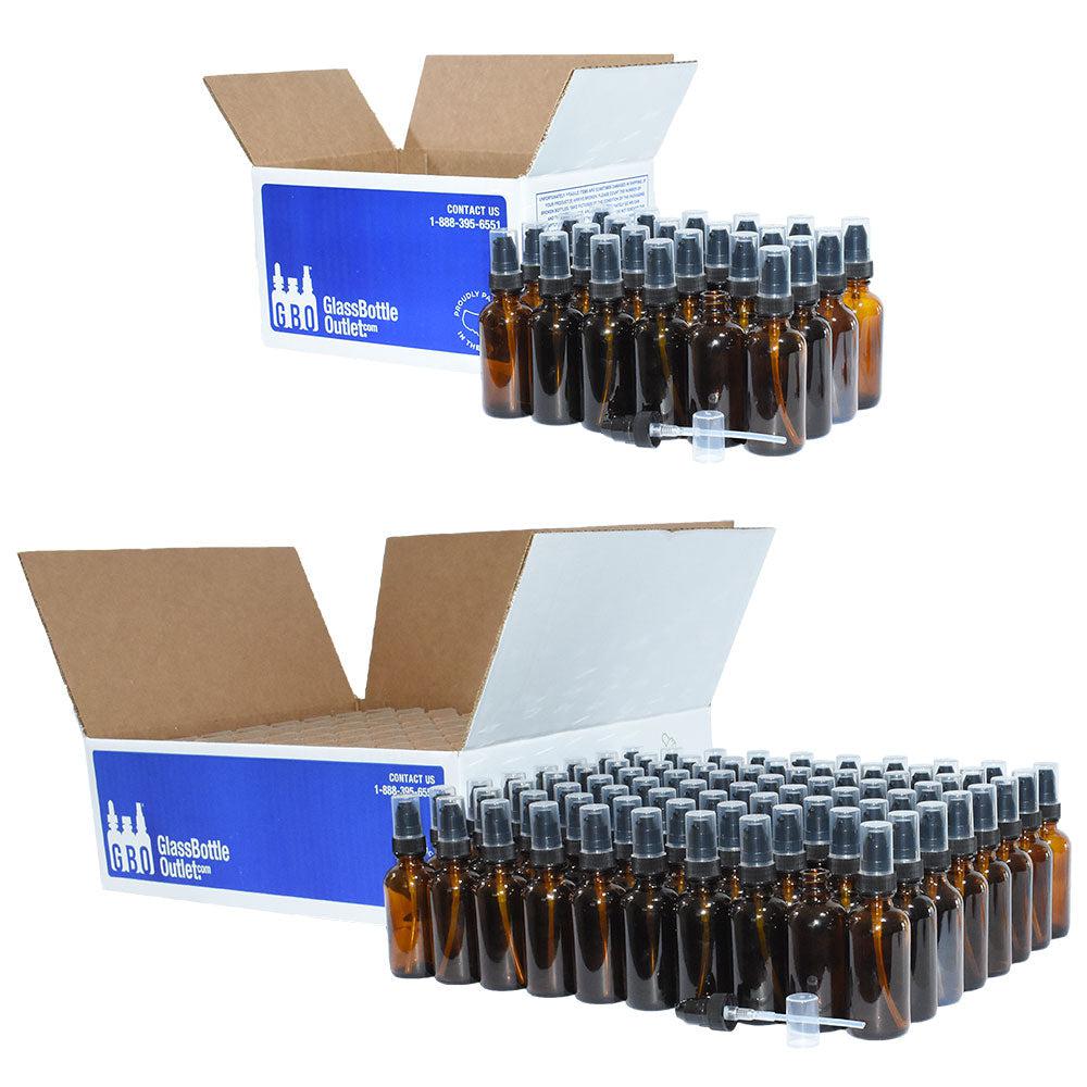 2 oz. Amber Boston Round with Black Treatment Pump (20/400) (V5) (V20)
