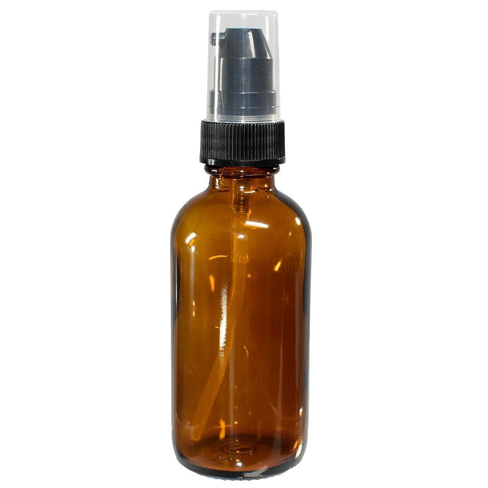 2 oz. Amber Boston Round with Black Treatment Pump (20/400) (V5) (V20)