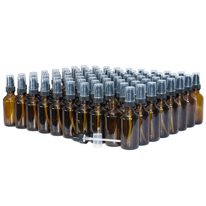 2 oz. Amber Boston Round with Black Treatment Pump (20/400) (V8) (V20)