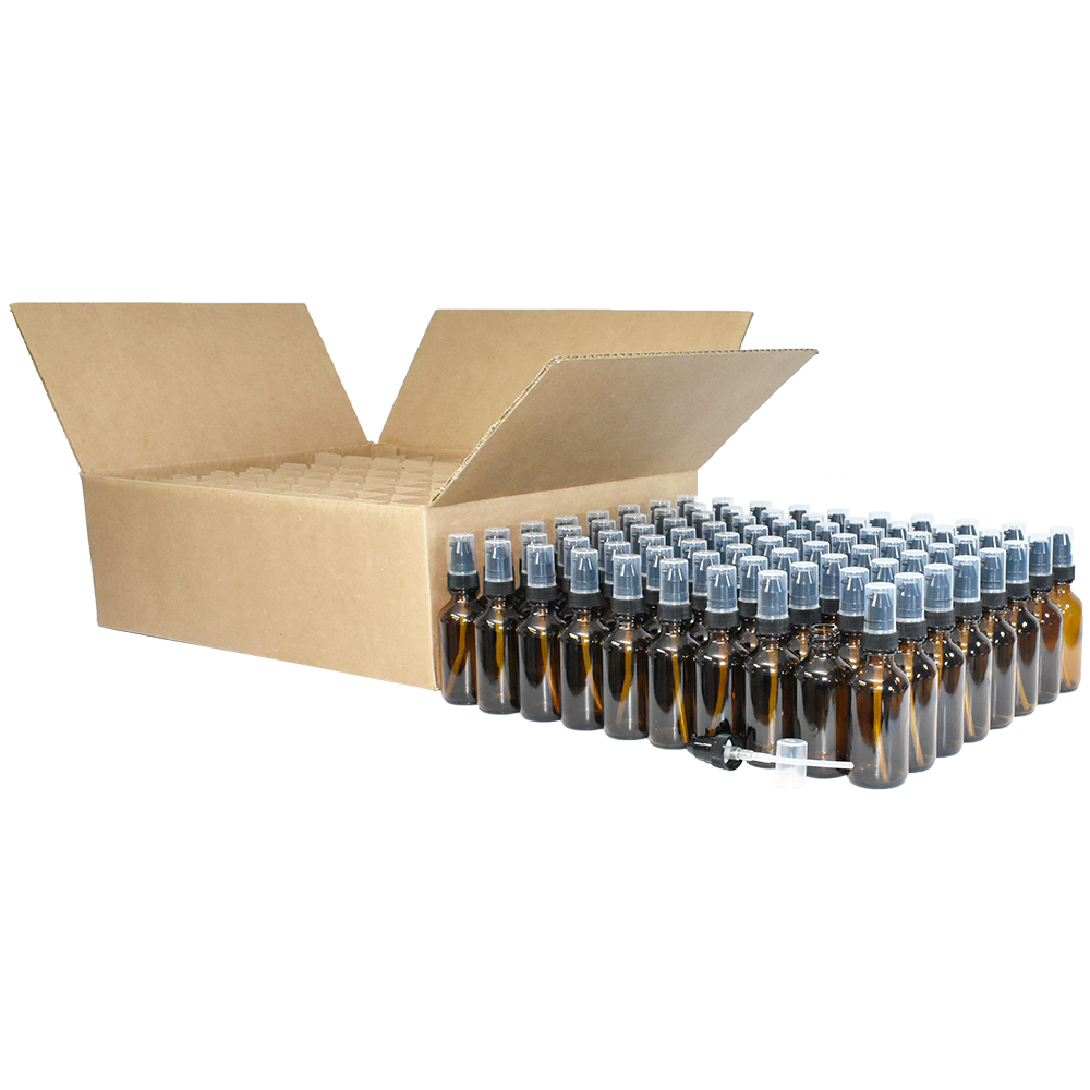 2 oz. Amber Boston Round with Black Treatment Pump (20/400) (V8) (V20)