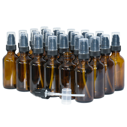 2 oz. Amber Boston Round with Black Treatment Pump (20/400) (V8) (V20)