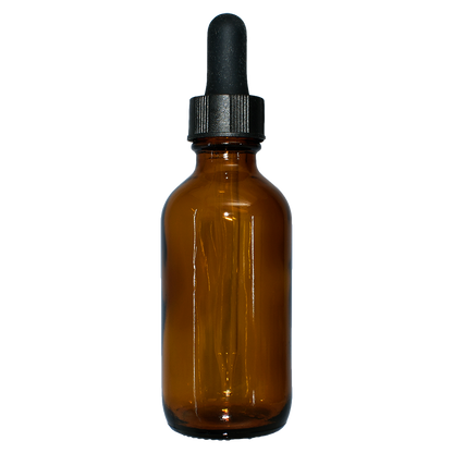 2 oz. Amber Boston Round with Large Bulb Black Glass Dropper (20/400) (V23) (V23)