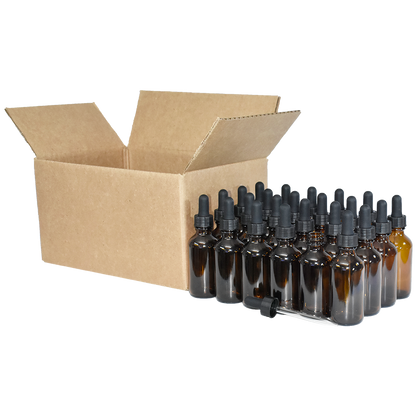 2 oz. Amber Boston Round with Large Bulb Black Glass Dropper (20/400) (V23) (V23)