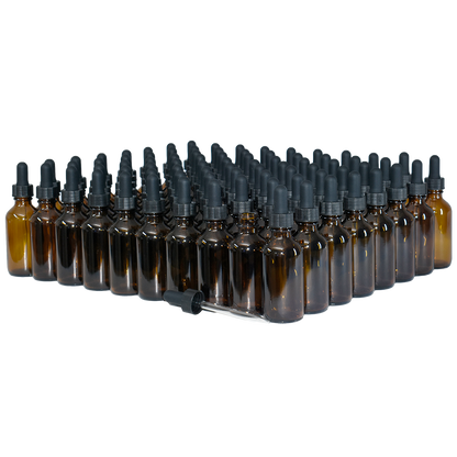 2 oz. Amber Boston Round with Large Bulb Black Glass Dropper (20/400) (V23) (V23)