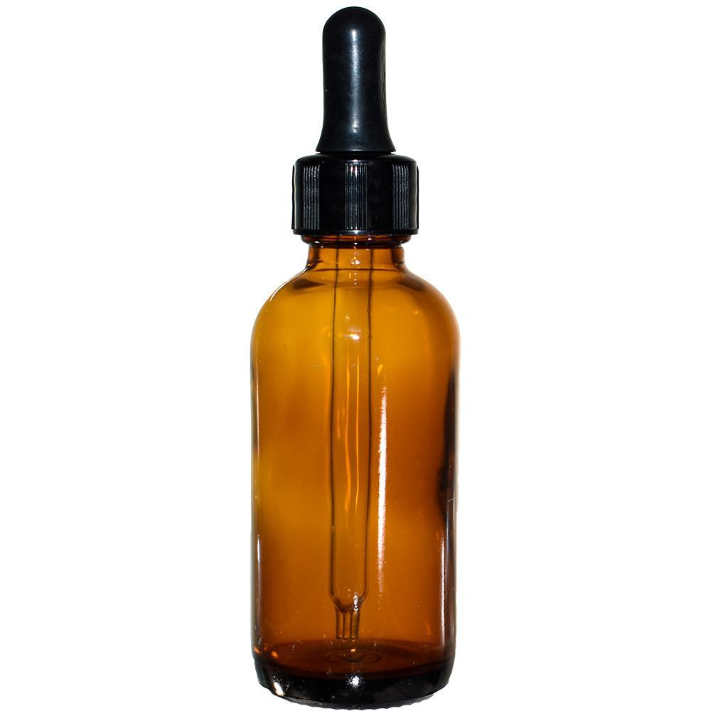 2 oz. Amber Boston Round with Large Bulb Black Glass Dropper (20/400) (V8) (V12)
