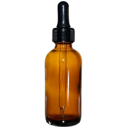 2 oz. Amber Boston Round with Large Bulb Black Glass Dropper (20/400) (V8) (V12)