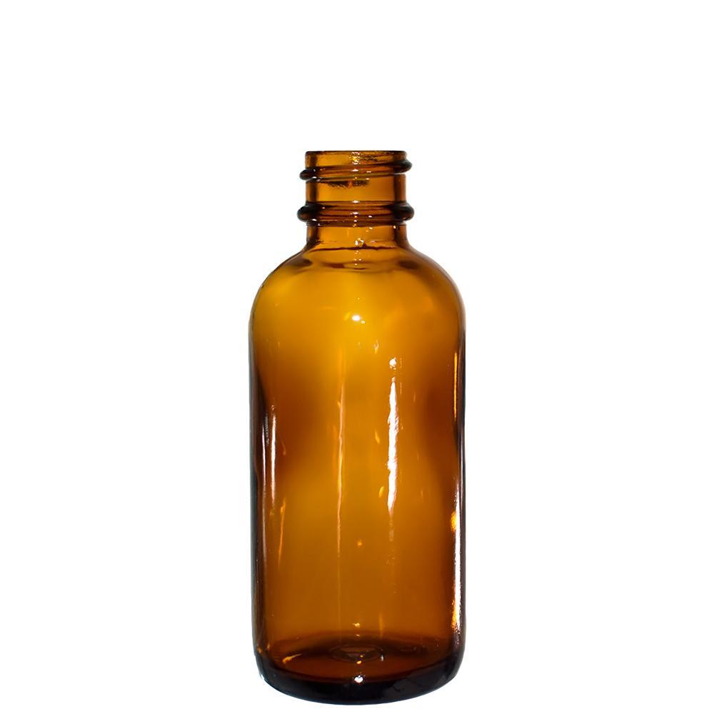 2 oz. Amber Boston Round with Large Bulb Black Glass Dropper (20/400) (V8) (V12)