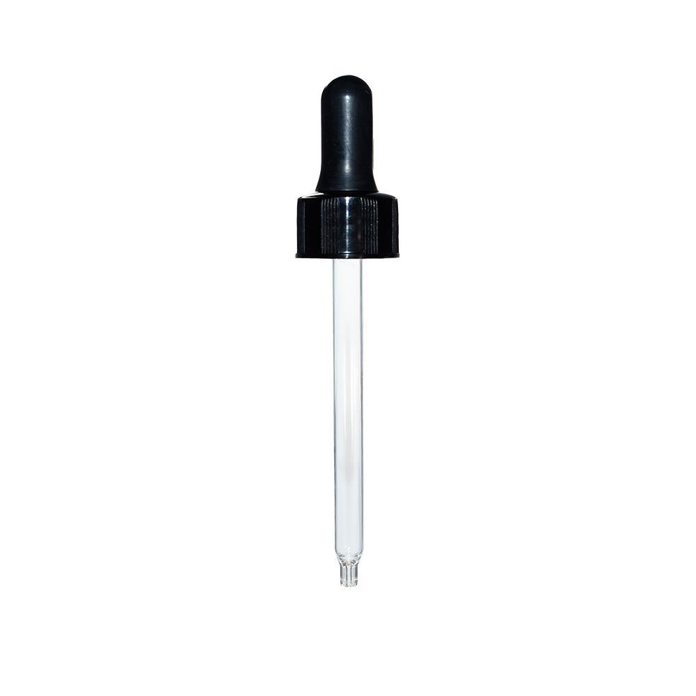 2 oz. Amber Boston Round with Large Bulb Black Glass Dropper (20/400) (V8) (V12)