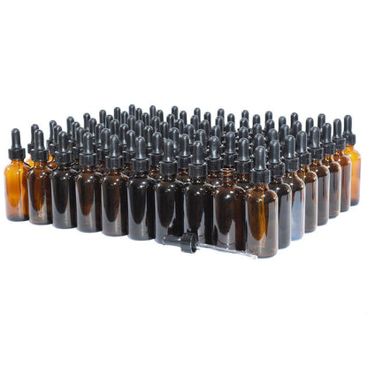 2 oz. Amber Boston Round with Large Bulb Black Glass Dropper (20/400) (V8) (V12)
