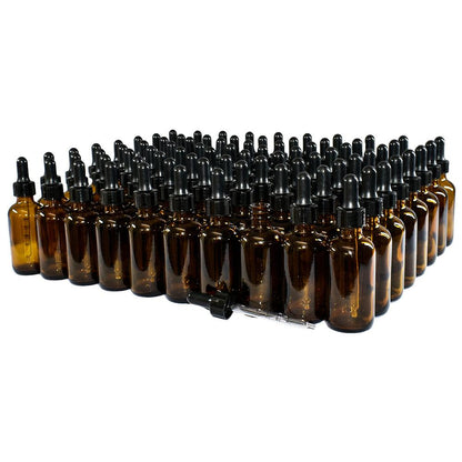 2 oz. Amber Boston Round with Large Bulb Graduated Black Glass Dropper (20/400) (V4) (V12)