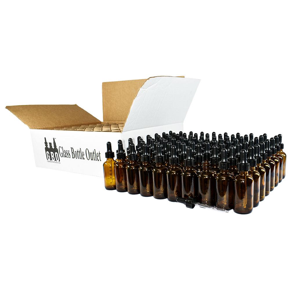 2 oz. Amber Boston Round with Large Bulb Graduated Black Glass Dropper (20/400) (V4) (V12)