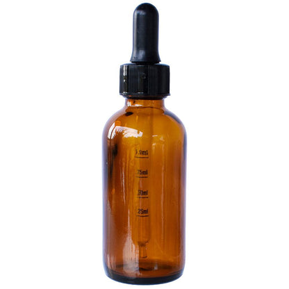 2 oz. Amber Boston Round with Large Bulb Graduated Black Glass Dropper (20/400) (V5) (V12)