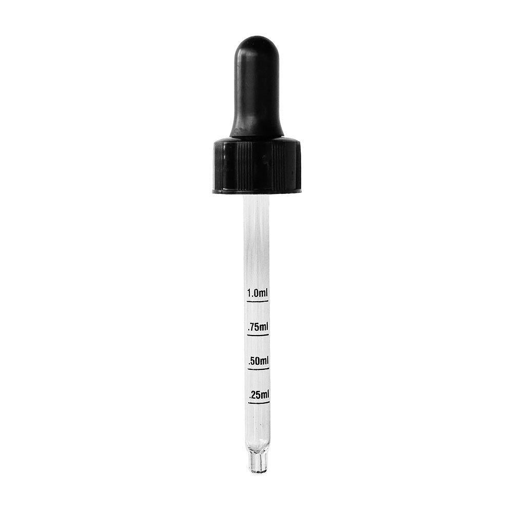 2 oz. Amber Boston Round with Large Bulb Graduated Black Glass Dropper (20/400) (V5) (V12)