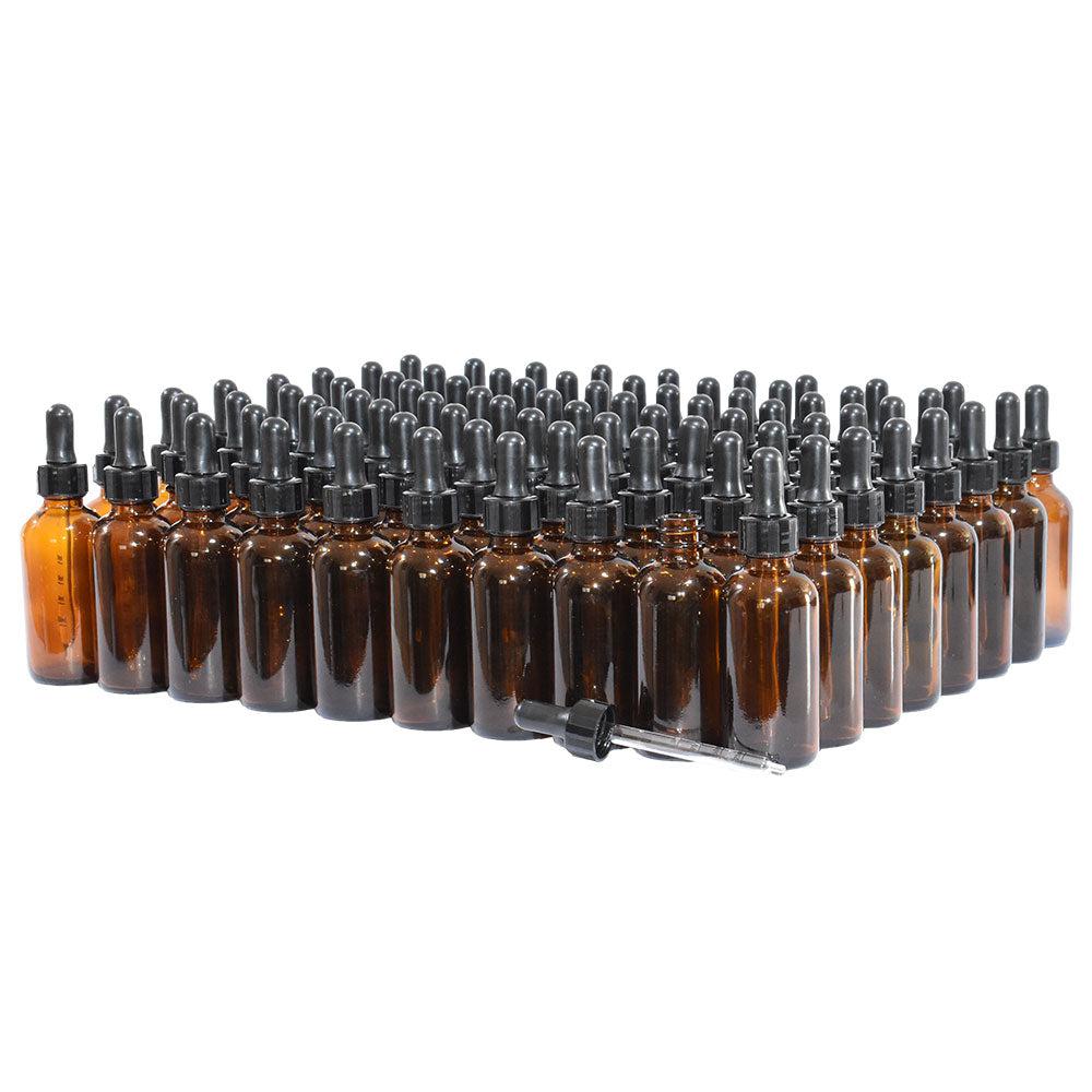2 oz. Amber Boston Round with Large Bulb Graduated Black Glass Dropper (20/400) (V5) (V12)