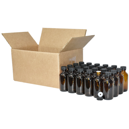 2 oz. Amber Boston Round with Reducer and Black Cap (20/400) (V23) (V6)