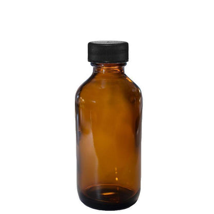 2 oz. Amber Boston Round with Reducer and Black Cap (20/400) (V5) (V1)