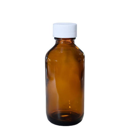 2 oz. Amber Boston Round with Reducer and White Cap (20/400) (V5) (V6)