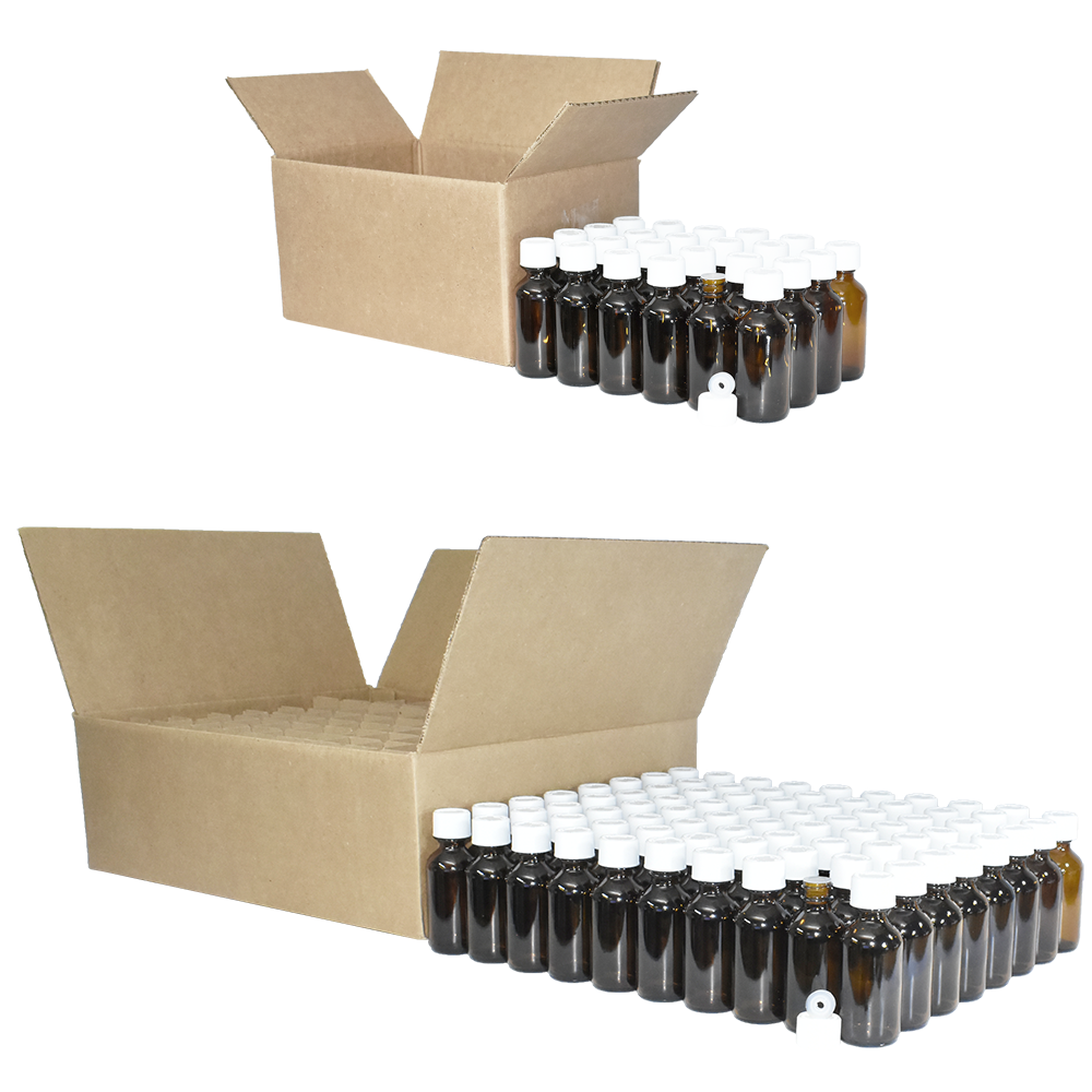 2 oz. Amber Boston Round with Reducer and White Child-Resistant Cap (20/400) (V23) (V1)