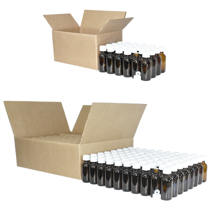 2 oz. Amber Boston Round with Reducer and White Child-Resistant Cap (20/400) (V23) (V1)