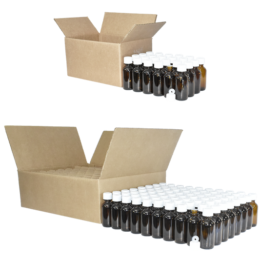2 oz. Amber Boston Round with Reducer and White Child-Resistant Cap (20/400) (V23) (V1)