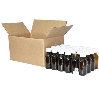 2 oz. Amber Boston Round with Reducer and White Child-Resistant Cap (20/400) (V23) (V1)