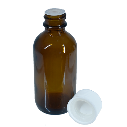 2 oz. Amber Boston Round with Reducer and White Child-Resistant Cap (20/400) (V8) (V1)