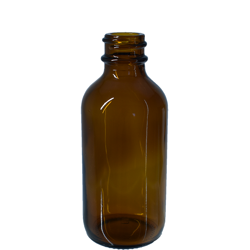 2 oz. Amber Boston Round with Reducer and White Child-Resistant Cap (20/400) (V8) (V1)